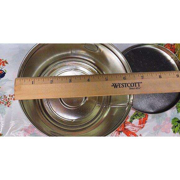 Vintage Tin Container with Fruit and Vegetable Stained Glass Pattern Fall Decor - Picture 9 of 11